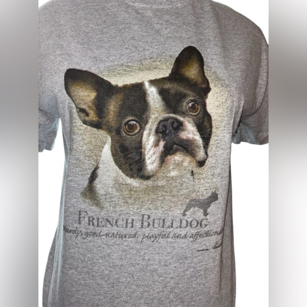 Gildan EUC Grey French Bulldog Shirt - Picture 2 of 4